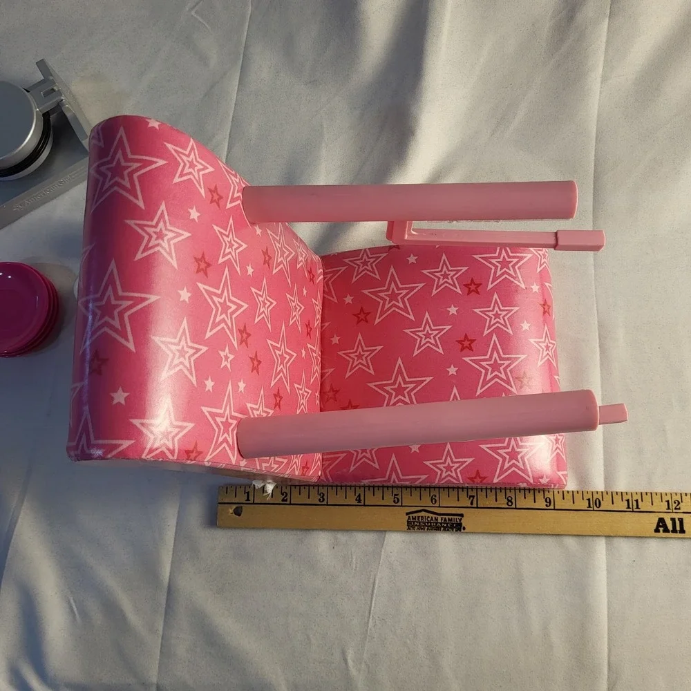 2017 American Girl Doll Pink Stars Bistro Cafe Treat Booster Counter High Chair